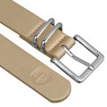 Béžový dámsky opasok z ekologickej kože so striebornou klasickou prackou