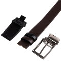 Zestaw prezentowy: dwustronny pasek skórzany w brązowym i czarnym kolorze z dwoma wymiennymi klamrami - Peterson