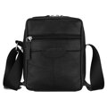 Pánska čierna kožená crossbody taška so zipsovým zapínaním – elegantný mestský model Rovicky
