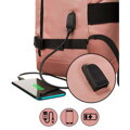 Priestranný cestovný kabínový ruksak s USB portom v ružovej farbe - Peterson