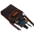 Pánska hnedá kožená crossbody taška Peterson + kožené puzdro na kľúče