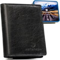 Pánska čierna kožená peňaženka Peterson – vertikálna bez vonkajšieho zapínania 