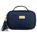 Tmavomodrá dámska kozmetická taštička so štyrmi priehradkami