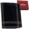 Skórzany, pionowy portfel męski w czarnym kolorze z systemem RFID bez zapięcia - Always Wild