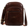 Hnedá pánska kožená crossbody taška Peterson + kožené puzdro na kľúče