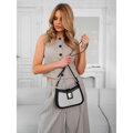 Béžová dámska kožená crossbody taška z prírodnej kože a canvas plátna – Peterson