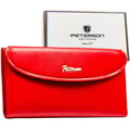 Czerwony, gładki portfel damski ze skóry ekologicznej zamykany na zatrzask magnetyczny - Peterson
