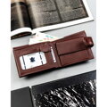 Brązowy portfel męski ze skóry ekologicznej zamykany zatrzaskiem - 4U Cavaldi