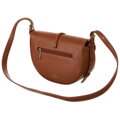 Béžovo-hnedá dámska crossbody taška z prírodnej kože a canvas plátna – polkruhový tvar Peterson