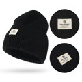 Zimowa czapka damska beanie w czarnym kolorze - Peterson
