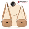 Béžová dámska crossbody kabelka z eko kože s dvoma popruhmi – Peterson