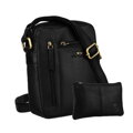 Čierna pánska kožená crossbody taška Peterson + puzdro na kľúče