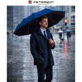 Modrý veľký skladací dáždnik Peterson s UV ochranou v darčekovej krabičke