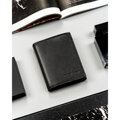 Pionowy, czarny portfel męski ze skóry naturalnej z systemem RFID bez zapięcia zewnętrznego - 4U Cavaldi