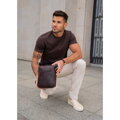 Hnedá pánska kožená crossbody taška Peterson + kožené puzdro na kľúče