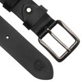 Pánsky klasický kožený opasok v čiernej farbe s tradičnou prackou