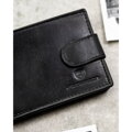 Čierna pánska kožená peňaženka s RFID ochranou a zapínaním na patent – Peterson