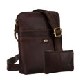 Hnedá pánska kožená crossbody taška Peterson + puzdro na kľúče