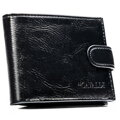 Czarny portfel męski ze skóry ekologicznej zamykany zatrzaskiem - 4U Cavaldi