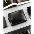 Czarny portfel męski ze skóry ekologicznej zamykany zatrzaskiem - 4U Cavaldi