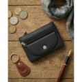 Etui na klucze w czarnym kolorze wykonane ze skóry naturalnej, zamykane suwakiem