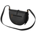 Béžovo-čierna dámska crossbody taška z prírodnej kože a canvas plátna – polkruhový tvar Peterson