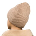 Béžová dámska čiapka Beanie z angory a akrylu v univerzálnej veľkosti