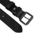 Pánsky čierny kožený opasok so striebornou prackou, šírka 4 cm - Peterson