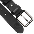 Pánsky kožený opasok s klasickou kovovou prackou – čierny