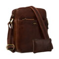 Pánska hnedá kožená taška cez plece – jednokomorová s praktickými detailmi