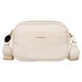 Elegantná béžová dámska crossbody taška z eko kože so zlatými detailmi