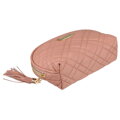 Różowa kosmetyczka z materiału syntetycznego, jednokomorowa zamykana suwakiem - Peterson