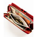 Červená vertikálna dámska peňaženka z prírodnej a ekologickej kože so zvieracím vzorom a RFID ochranou