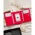 Mały, czerwony portfel damski ze skóry ekologicznej zamykany na suwak i zatrzask - 4U Cavaldi