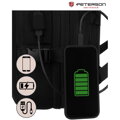 Čierny cestovný ruksak s USB portom a priehradkou na notebook 15,6