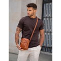 Pánska malá crossbody taška z pravej kože hnedá Peterson