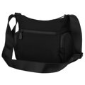 Dámska čierna mestská crossbody kabelka z polyesteru so zipsovým zapínaním