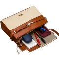 Dámska crossbody kabelka Peterson v ecru a hnedej farbe so zapínaním na zips a magnet