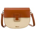 Dámska malá crossbody kabelka Peterson v tvare podkovy – ecru a hnedá so zlatými detailmi