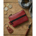 Etui na klucze ze skóry naturalnej w czerwonym kolorze zamykane suwakiem
