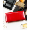 Duży portfel damski czerwony lakierowany ze skóry naturalnej i ekologicznej  RFID - Rovicky