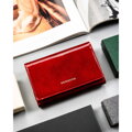Dámska červená lakovaná peňaženka z prírodnej kože so zipsovou priehradkou