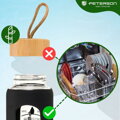 Motivačná sklenená fľaša na vodu 960 ml čierna so silikónovým obalom Peterson