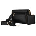 Čierna dámska crossbody kabelka zo syntetickej kože s praktickým púzdrom