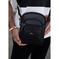 Čierna pánska kožená crossbody taška Peterson + kožené puzdro na kľúče