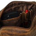 Pánska hnedá kožená crossbody taška s viacerými vreckami – Peterson