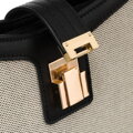Béžová dámska kožená crossbody taška z prírodnej kože a canvas plátna – Peterson