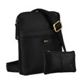 Čierna pánska kožená crossbody taška Peterson + puzdro na kľúče