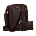 Pánska hnedá kožená crossbody taška Peterson + puzdro na kľúče