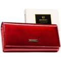 Veľká červená dámska peňaženka z prírodnej kože so zapínaním na patent - Rovicky